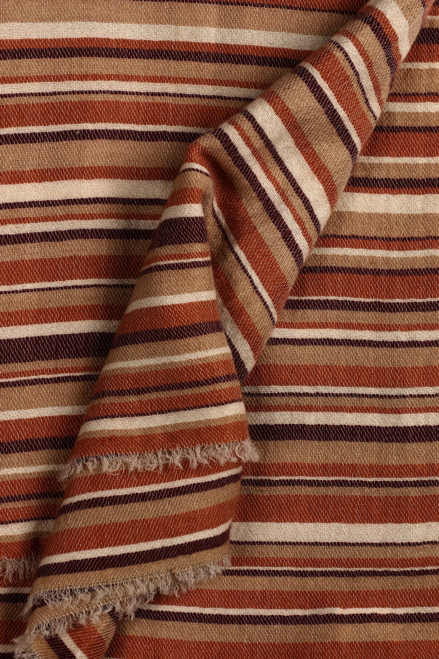 Camel And Tan Cashmere Stripe Shawl