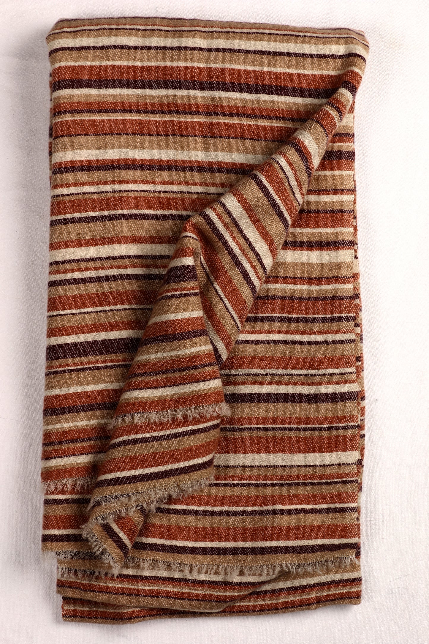 Camel And Tan Cashmere Stripe Shawl