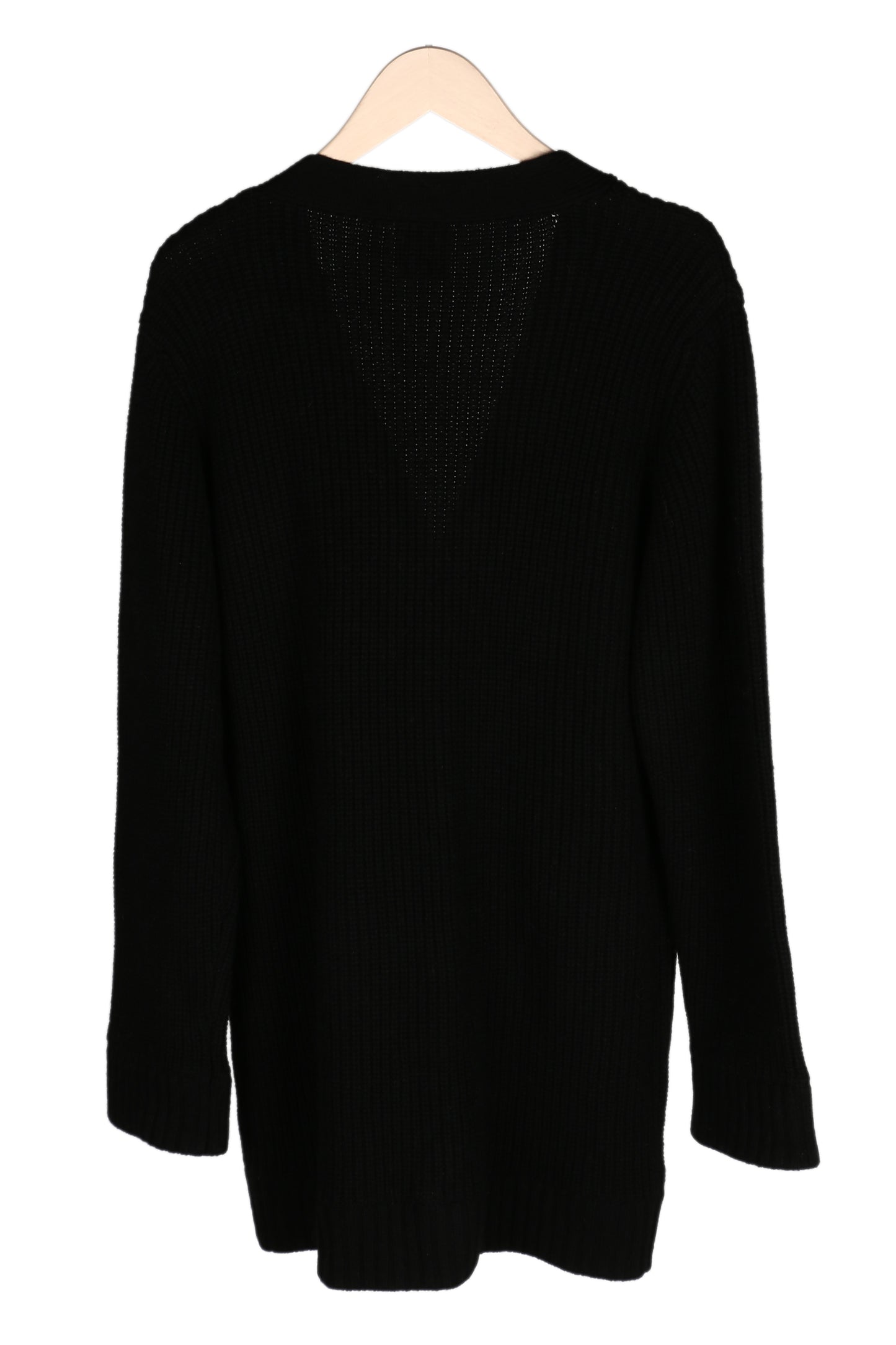 Black Ribbed Cashmere V Neck Cardigan