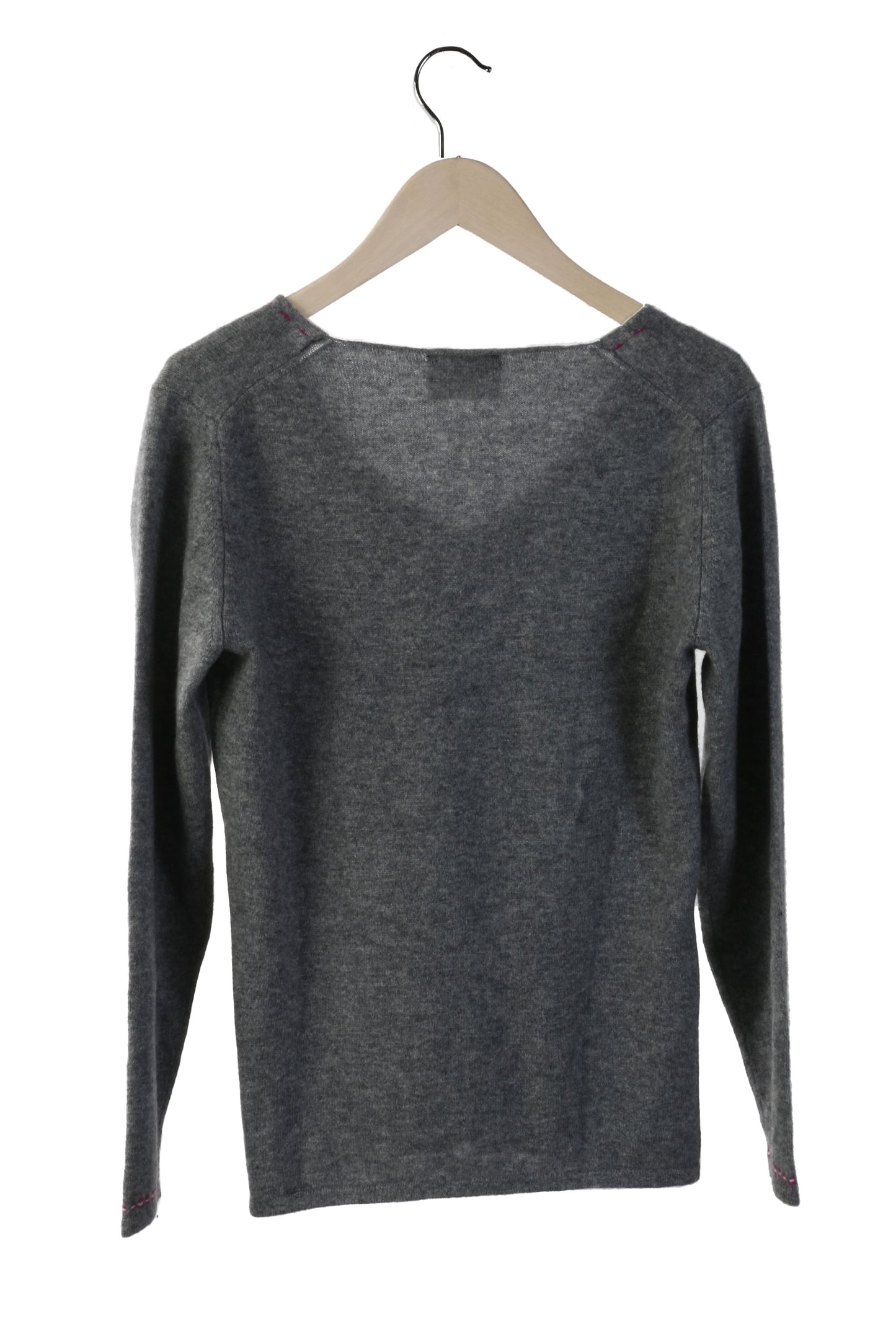 100% Cashmere Grey  V Neck Sweater Small