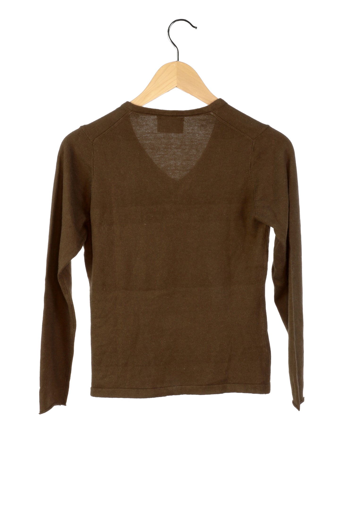 100% Cashmere Chocolate V Neck Sweater Medium