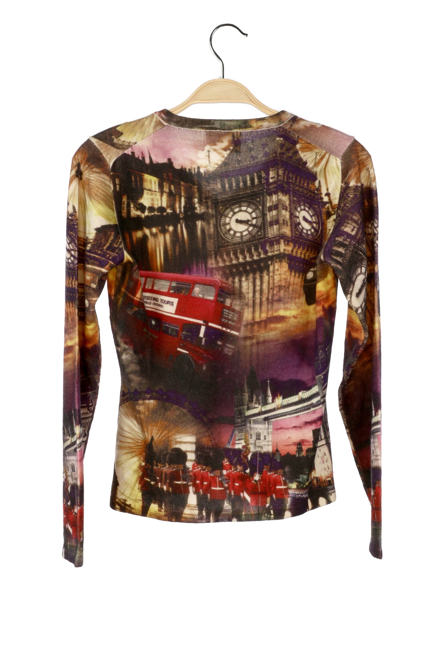 100% Cashmere Printed London V Neck Medium