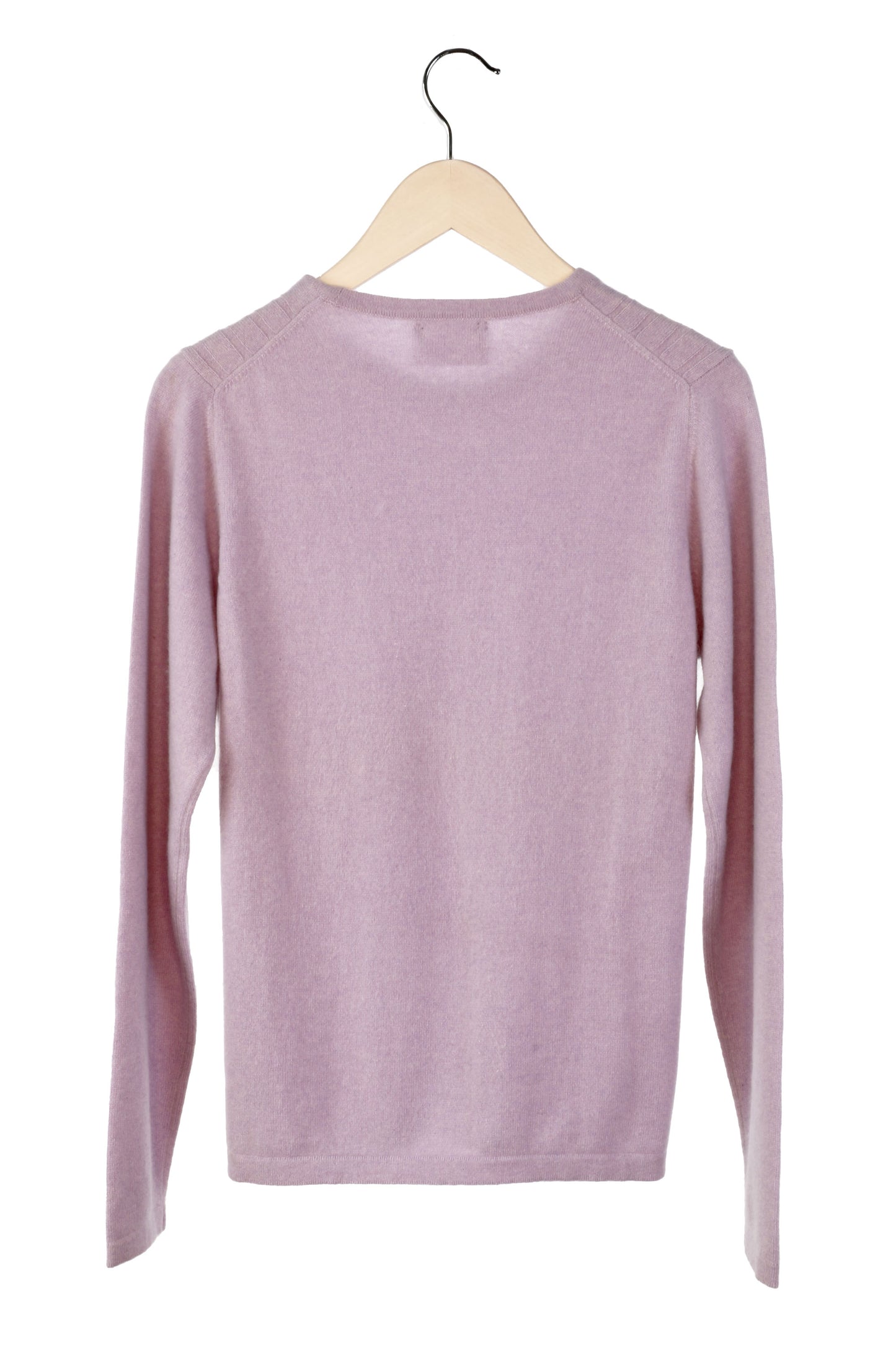 100% Cashmere Lilac Ribbed Round Neck Sweater Large