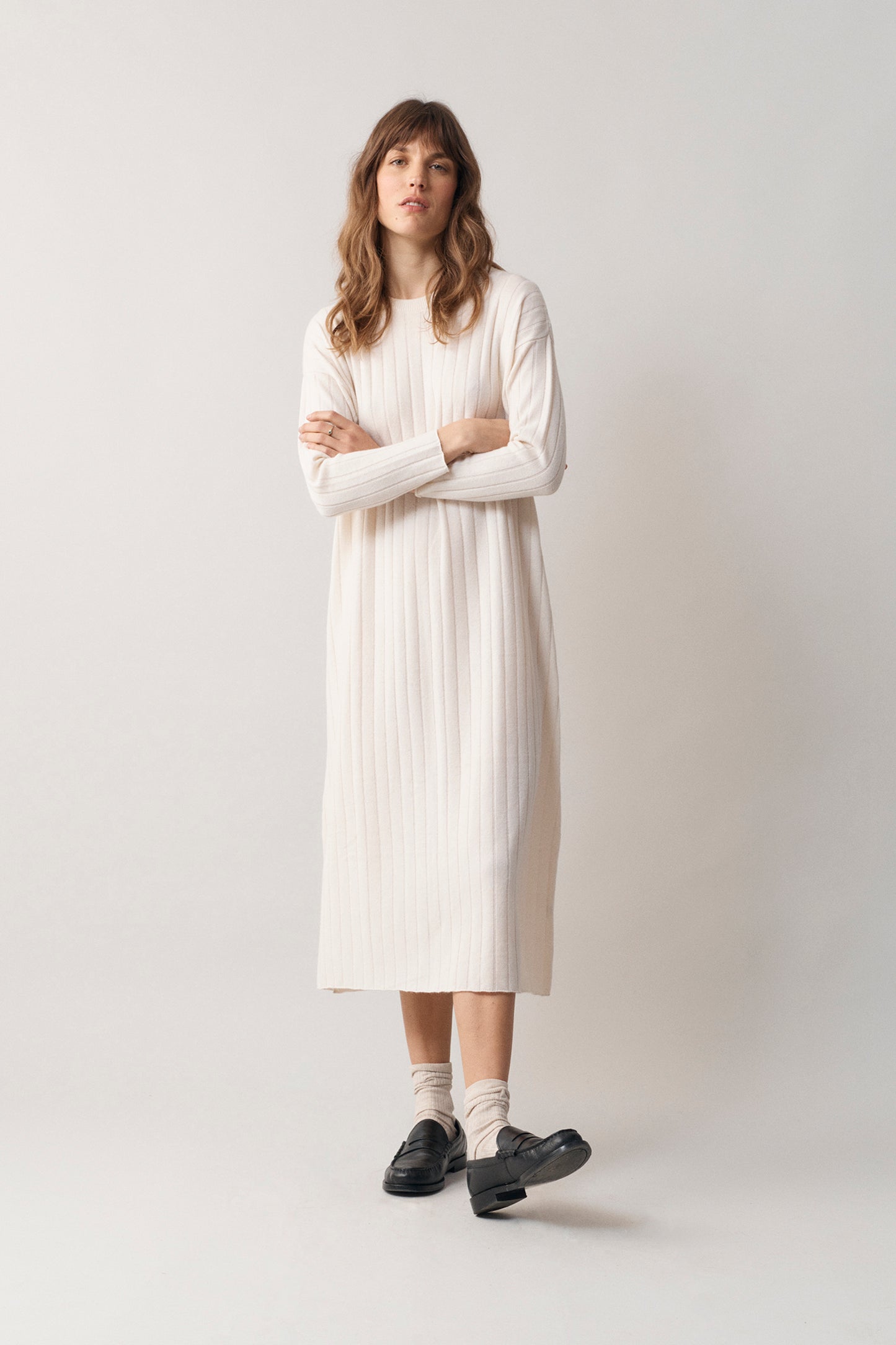 Ribbed Dress Cream
