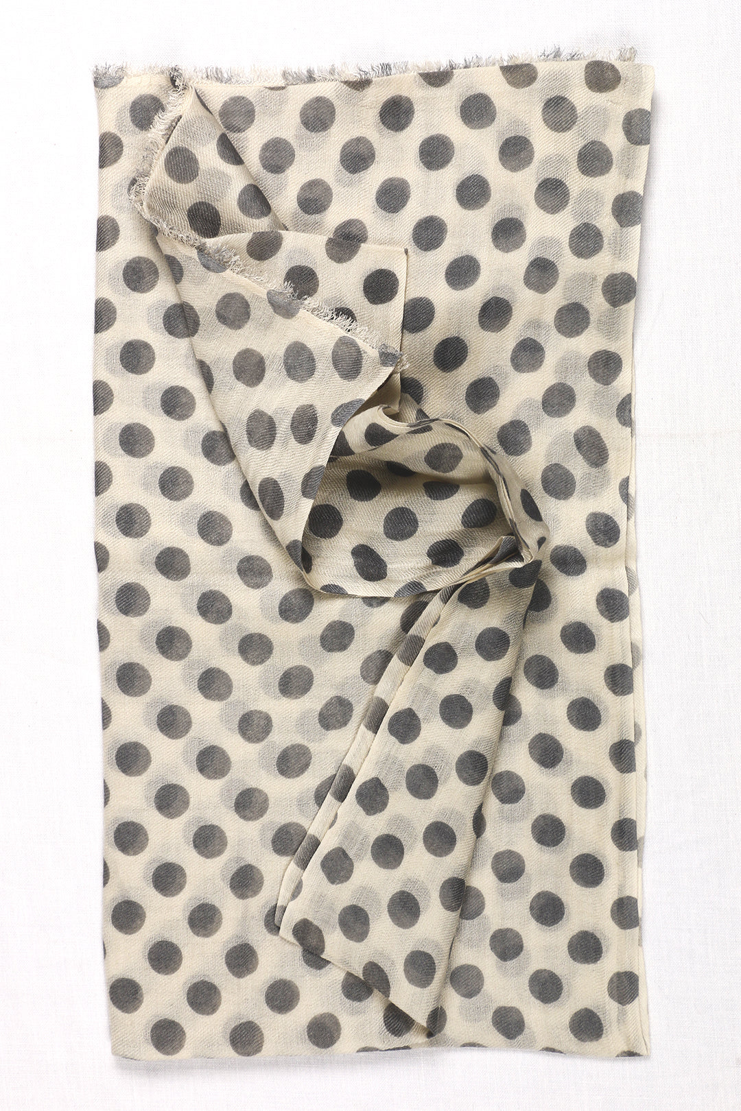 Printed Cashmere And Silk White Dot Scarf