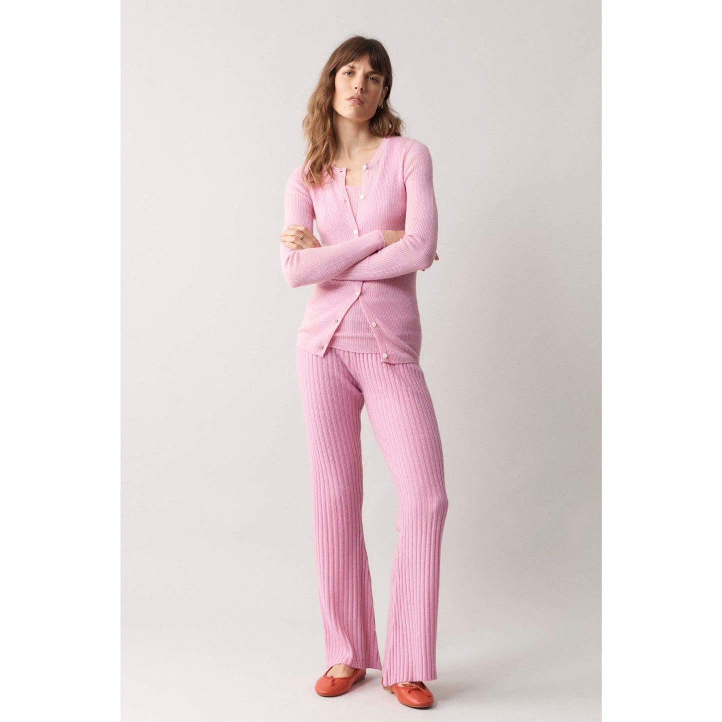 Ribbed Day Cardi Carnation - Crumpet Chowk