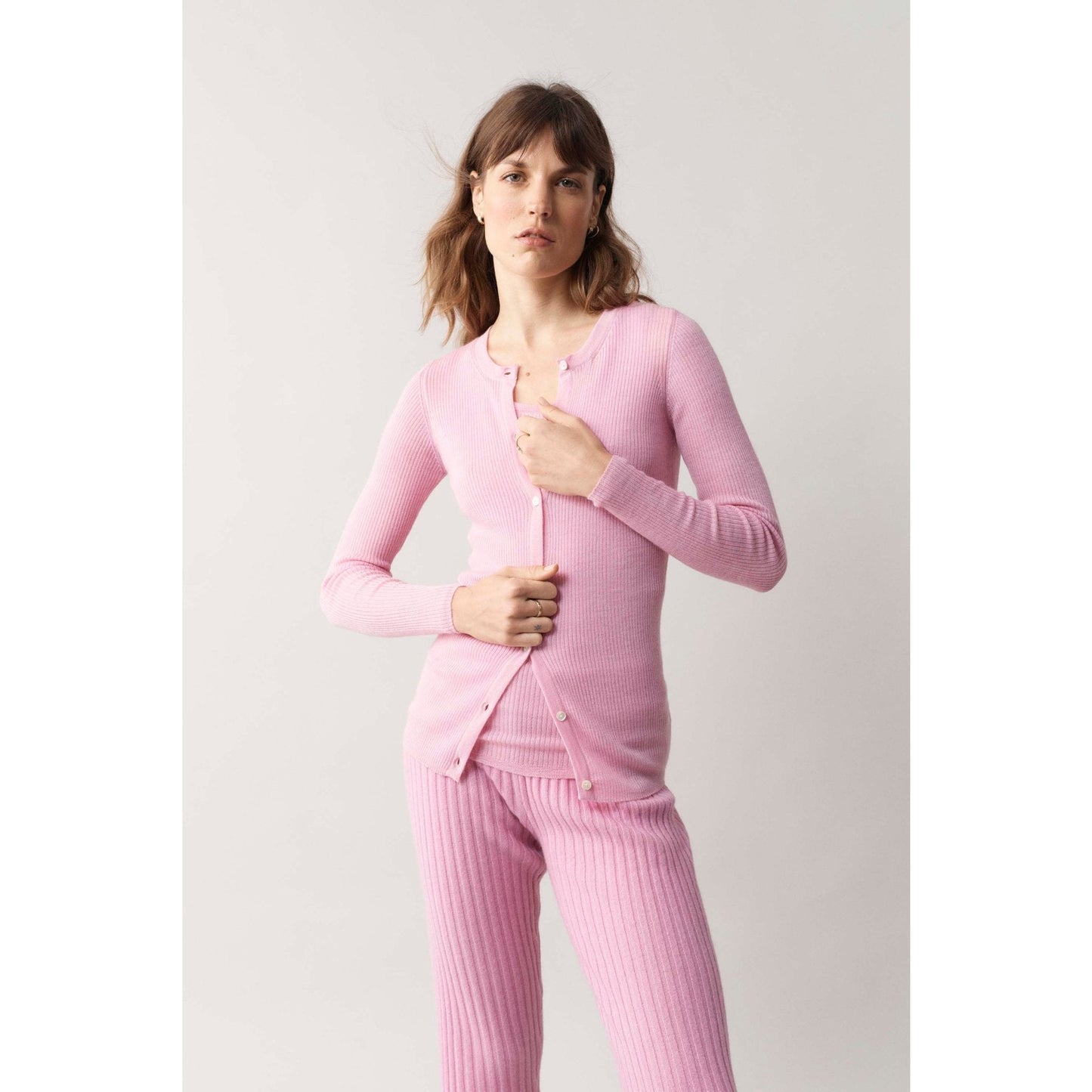 Ribbed Day Cardi Carnation - Crumpet Chowk