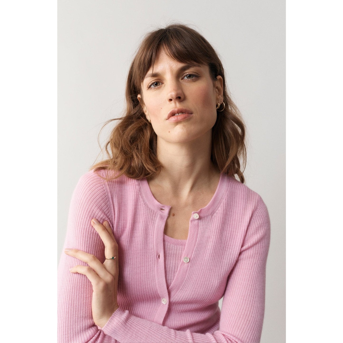Ribbed Day Cardi Carnation - Crumpet Chowk