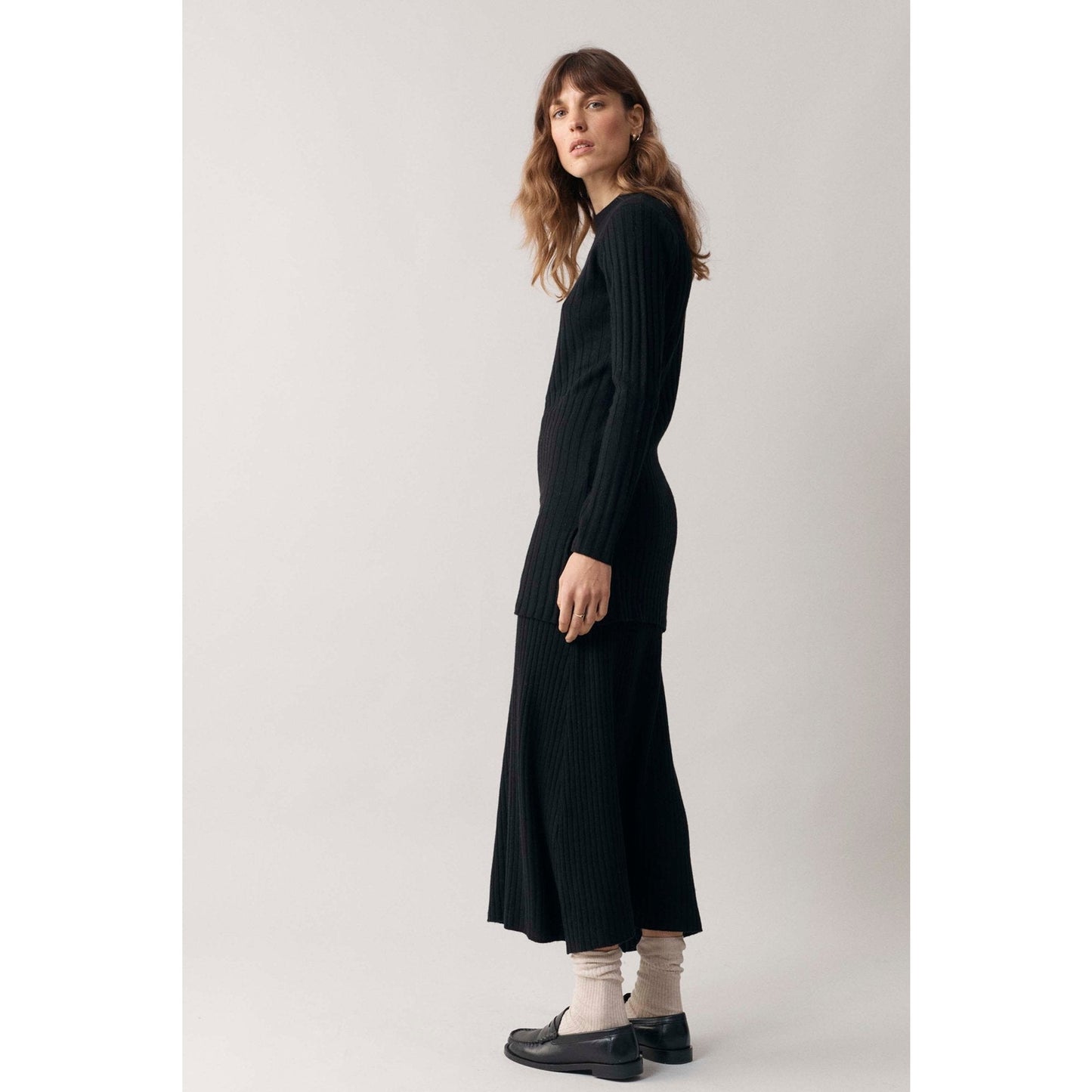 Ribbed Skirt Black - Crumpet Chowk