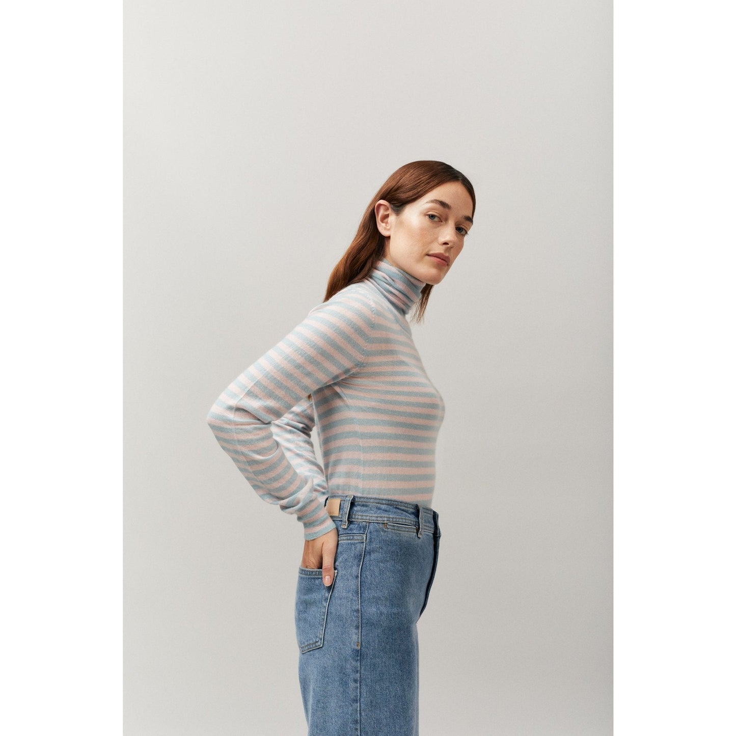 Stripe Rocky Roll Neck Rosebud - Crumpet Chowk