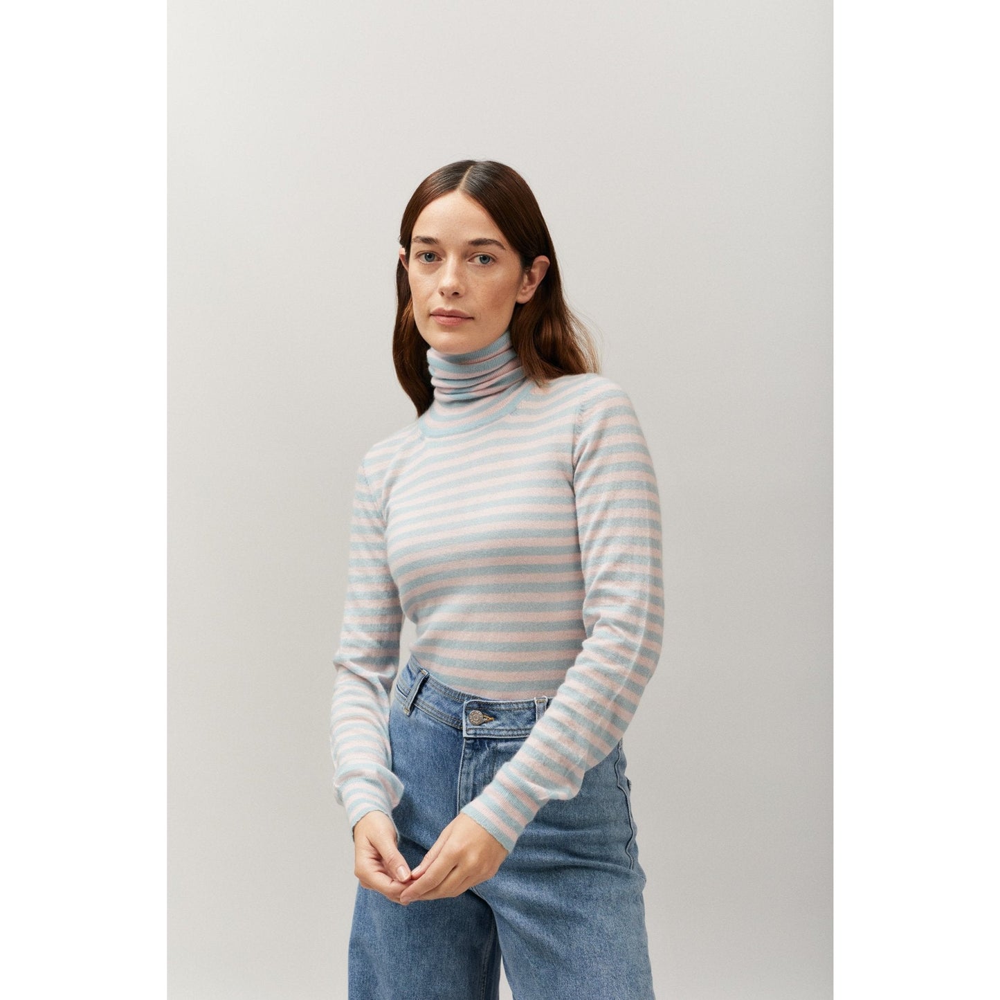 Stripe Rocky Roll Neck Rosebud - Crumpet Chowk