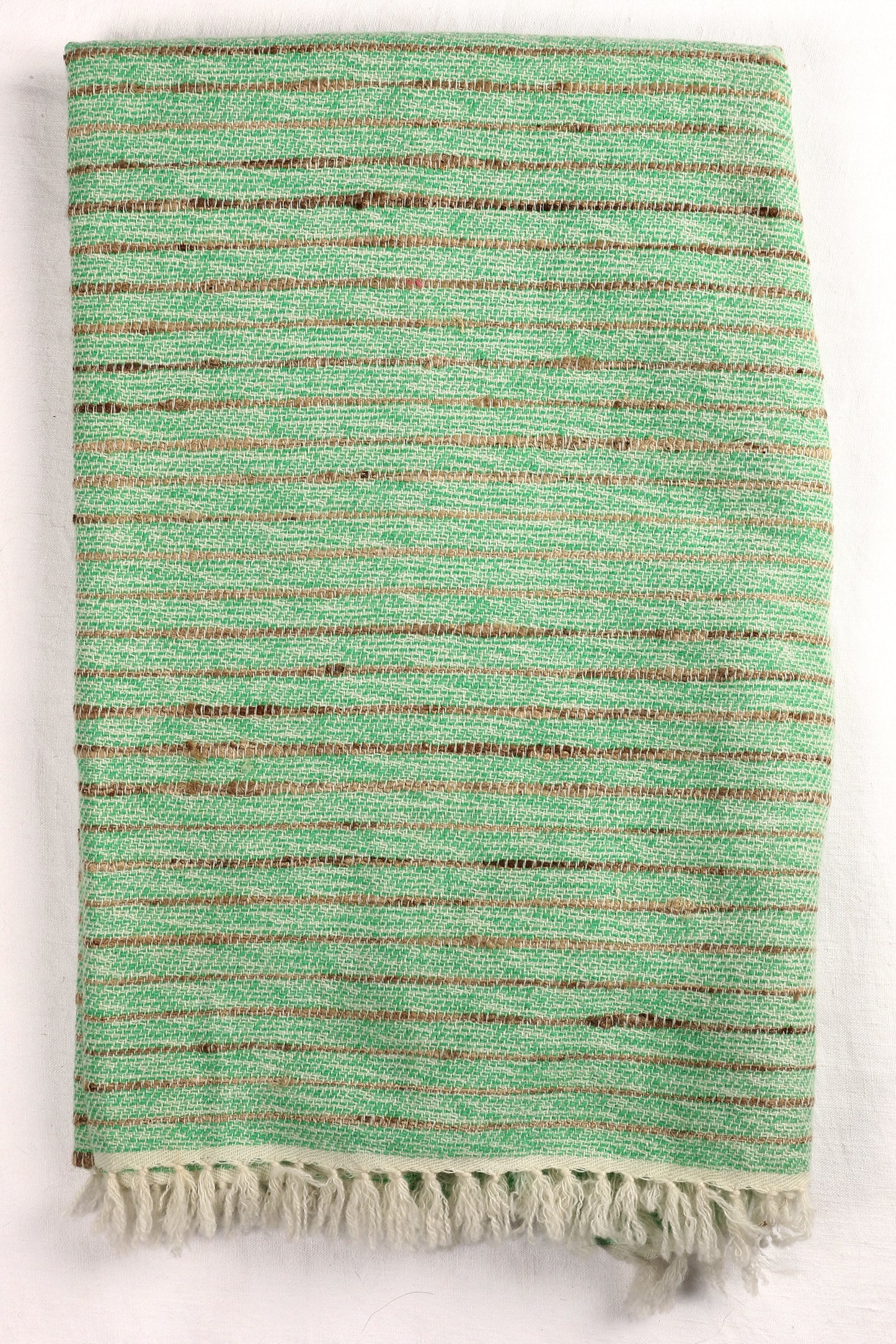 Handwoven Mint And Natural Slubby Shawl