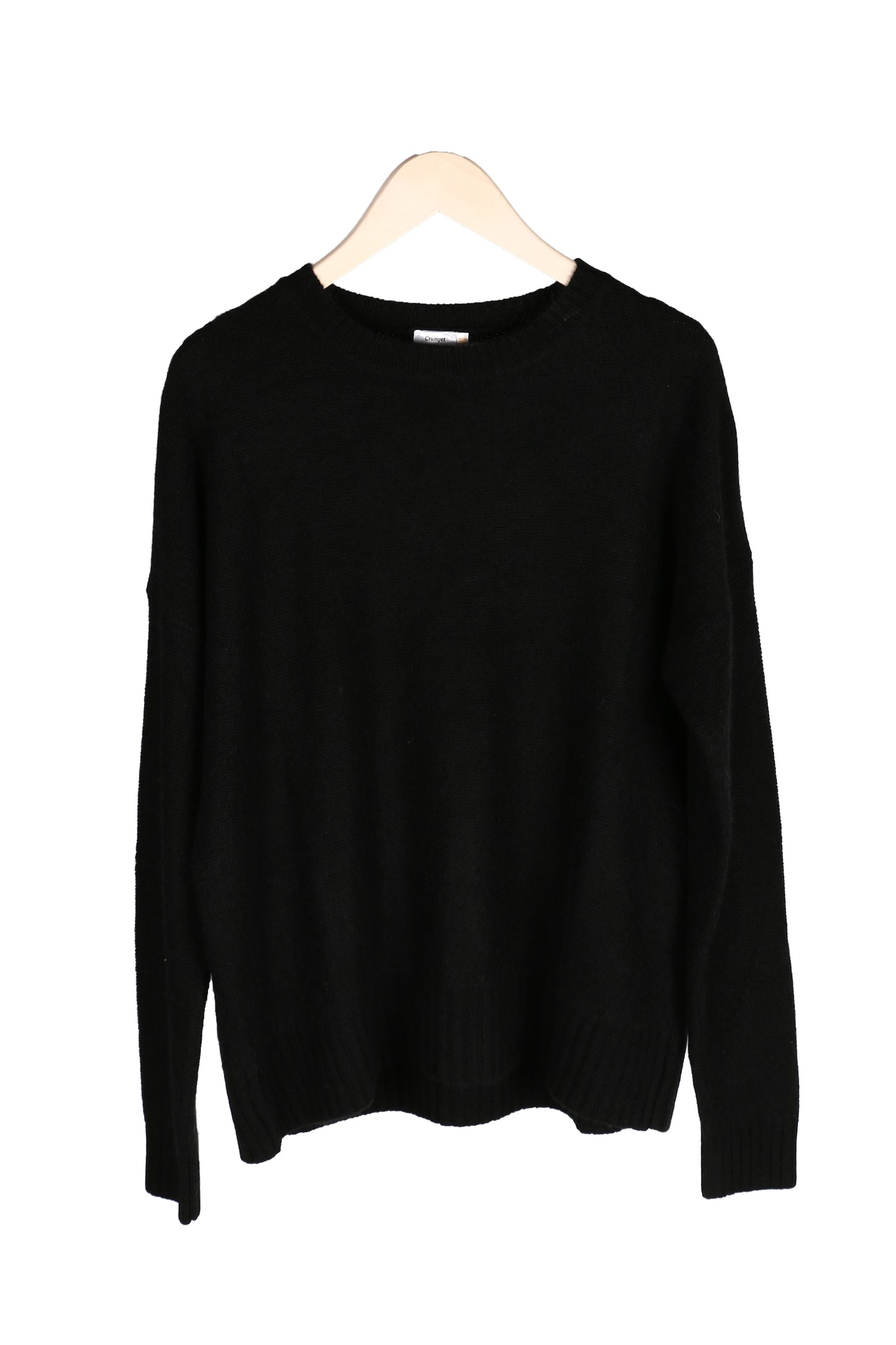 Purl Knit Black Cashmere Sweatshirt