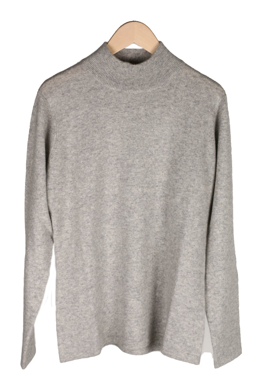 Half Roll Neck Cashmere Sweater Light Grey Marl