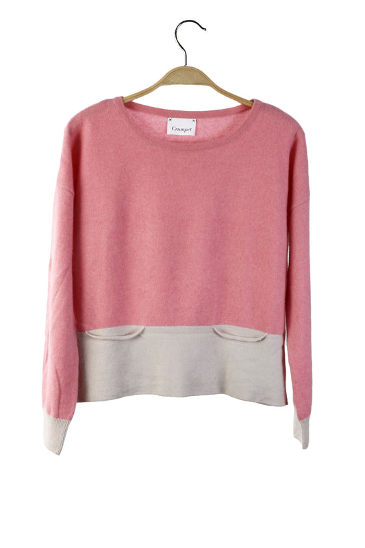 100% Cashmere Pink Boat Neck Sweater Small