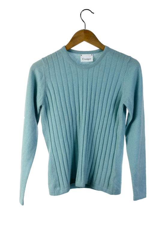100% Cashmere Pale Blue Ribbed Sweater Small