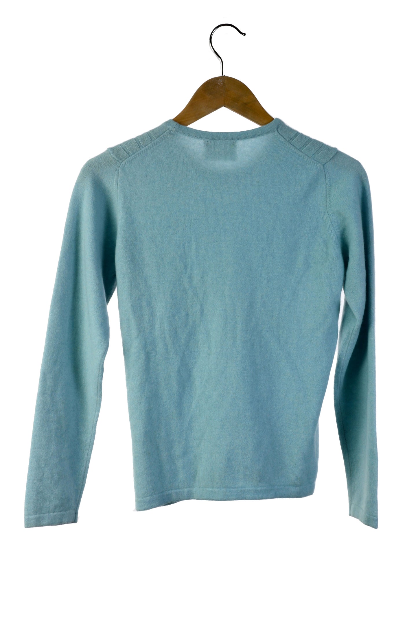 100% Cashmere Pale Blue Ribbed Sweater Small