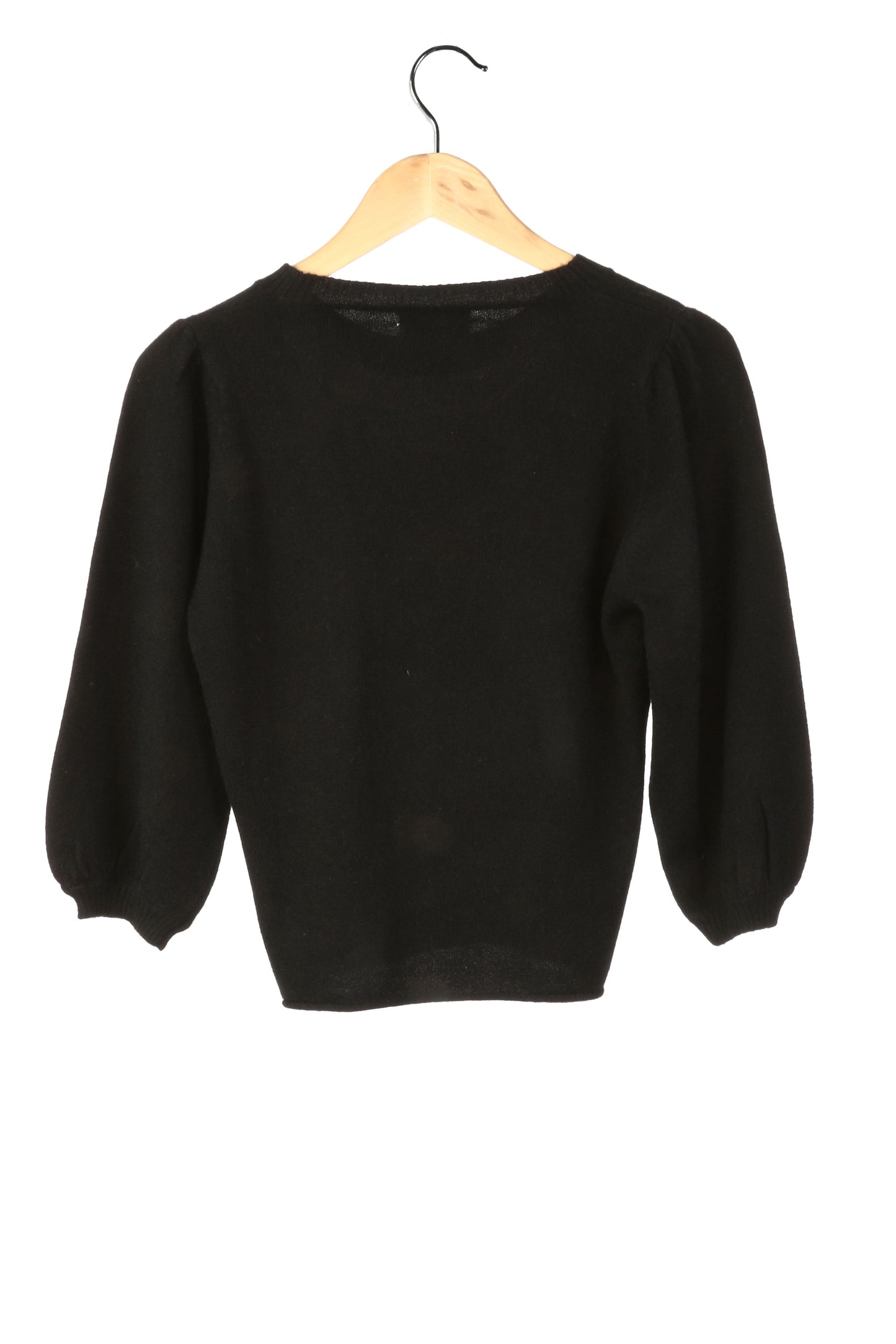 100% Cashmere Black Puff T Shirt Small
