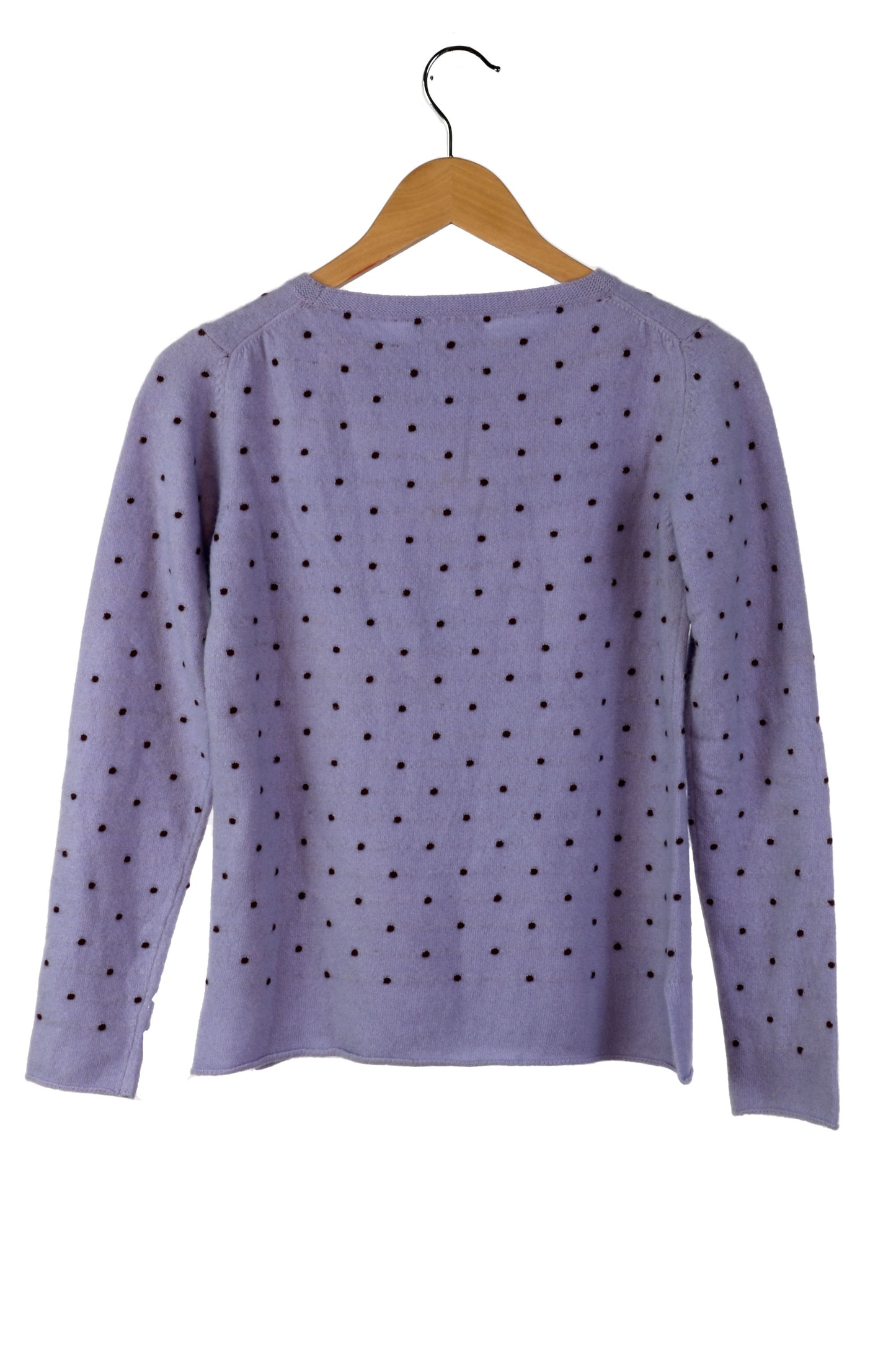 100% Cashmere Blue With Black Polka Dots Sweater Medium