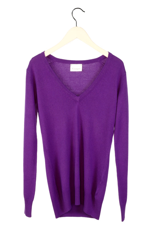 100% Cashmere Purple V Neck Cashmere Sweater Medium