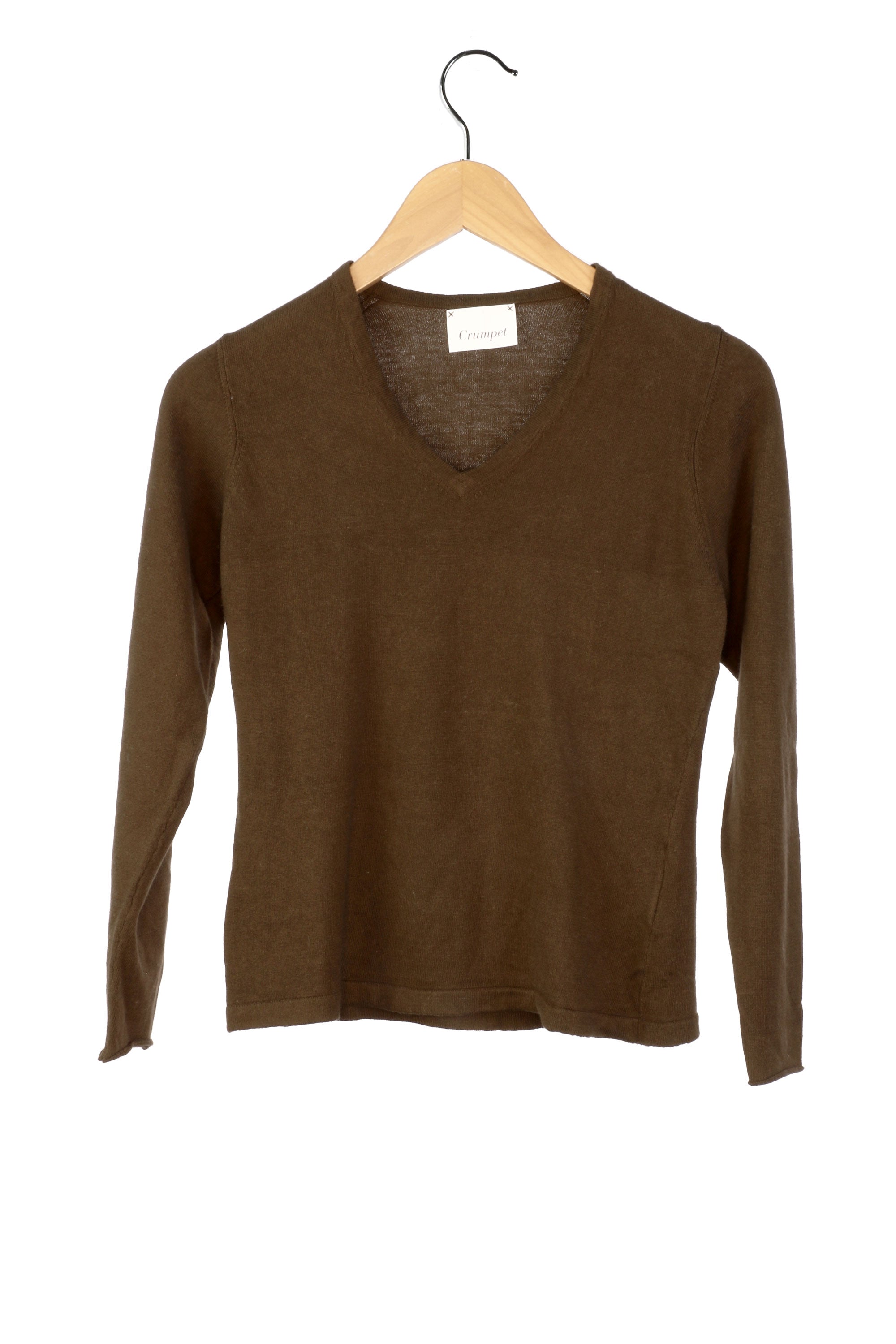 Chocolate outlets Brown V-Neck Upcycled 100% Cashmere V-Neck Cardigan with Embroidered Stitching