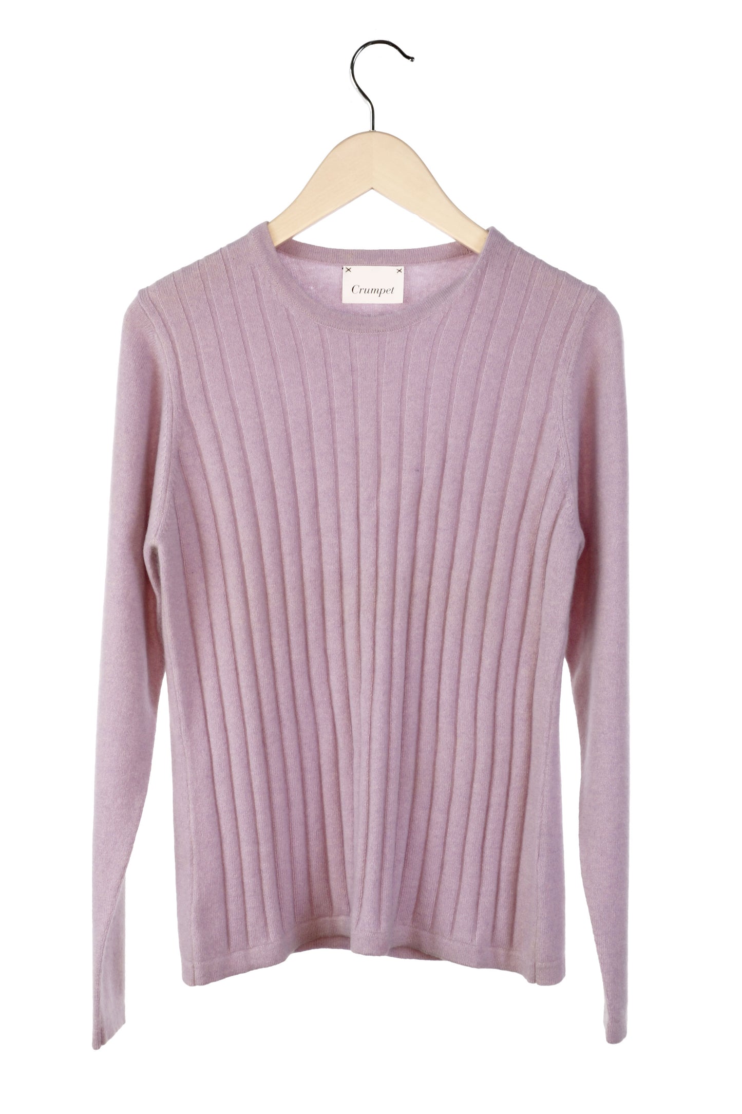 100% Cashmere Lilac Ribbed Round Neck Sweater Large