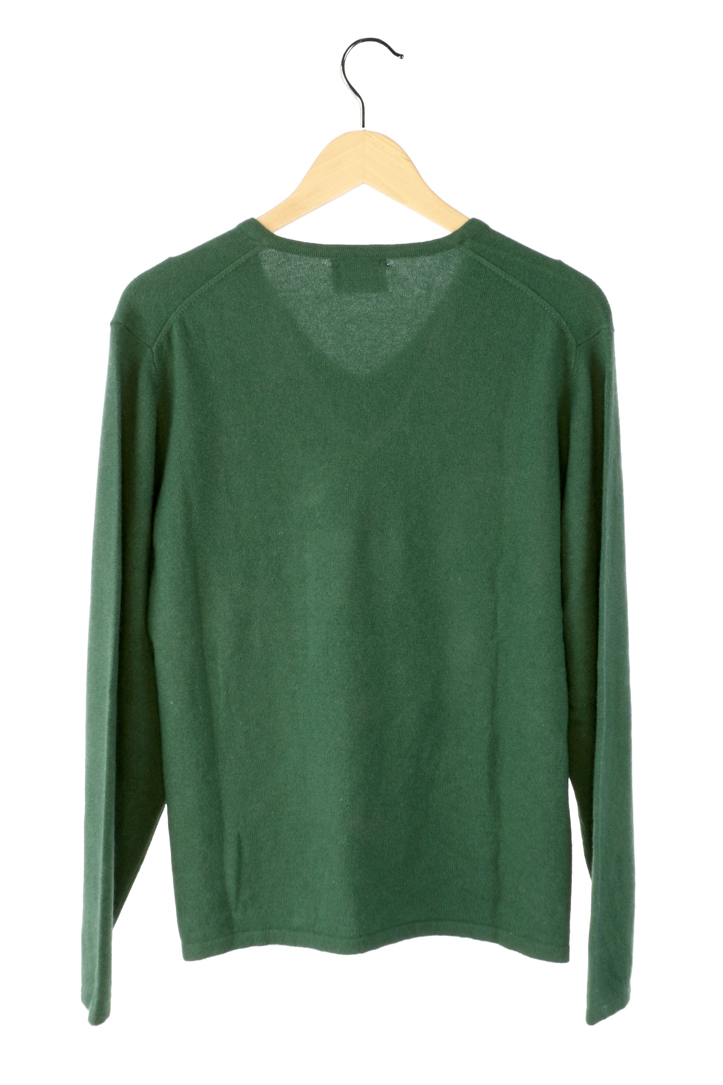 100% Cashmere Forest Green V Neck Sweater Large