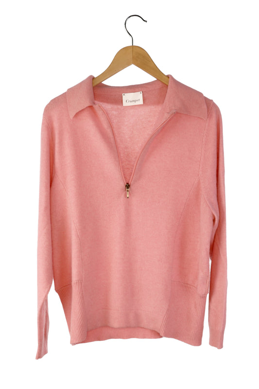 100% Cashmere Pink Half Zip Sweater Large
