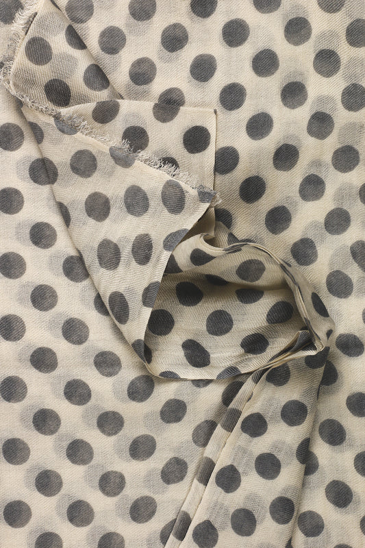 Printed Cashmere And Silk White Dot Scarf