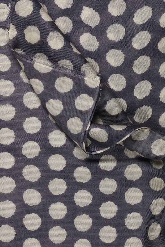 Printed Cashmere And Silk Blue Dot Scarf