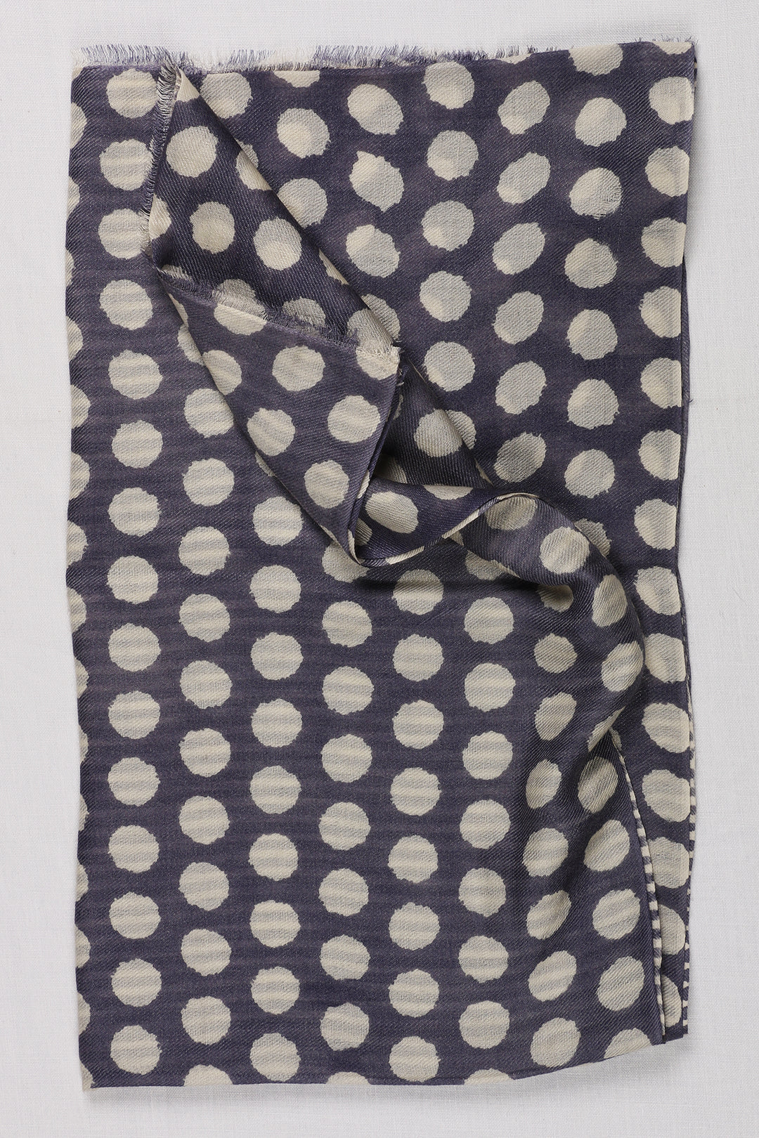 Printed Cashmere And Silk Blue Dot Scarf