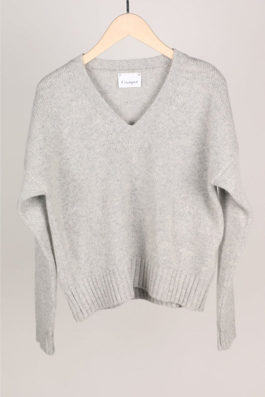 Kate V Sweater Light Grey Marl