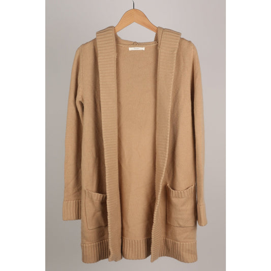 Chunky Hooded Cardigan With Belt Camel - Crumpet Chowk