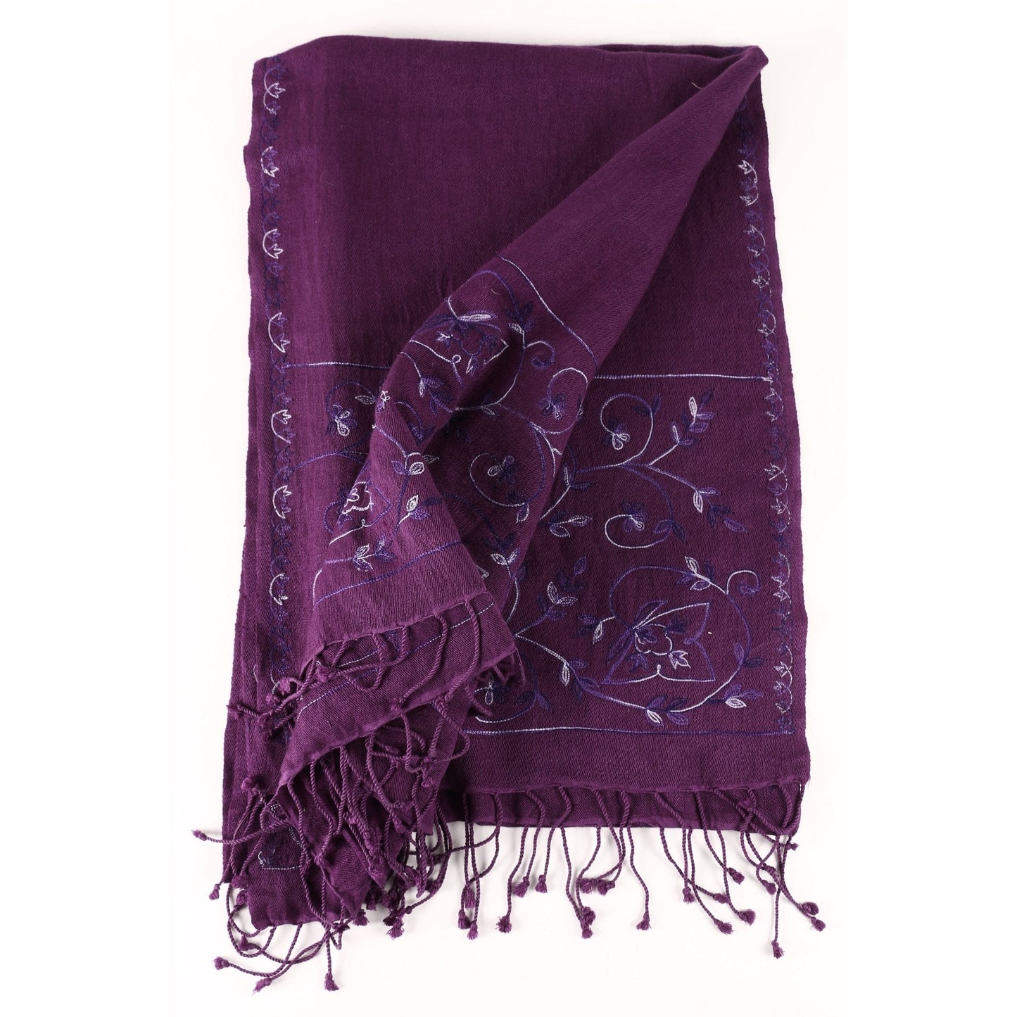 Embroidered Purple Pashmina - Crumpet Chowk