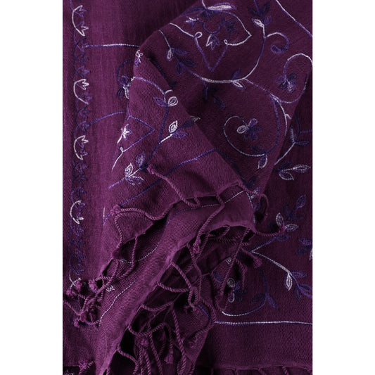 Embroidered Purple Pashmina - Crumpet Chowk