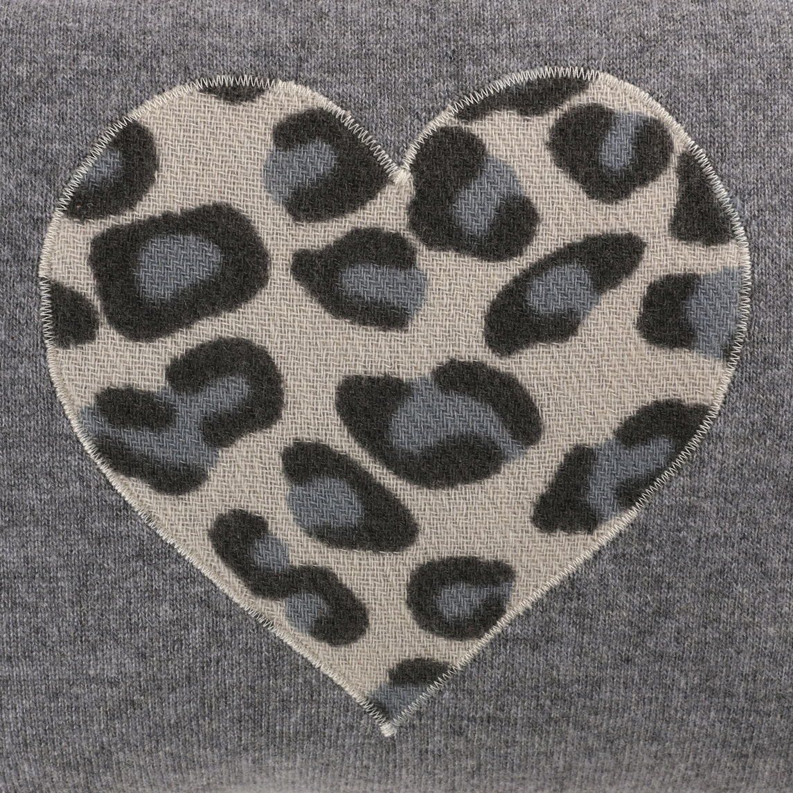 Grey Marl Leopard Heart Cushion - Crumpet Chowk