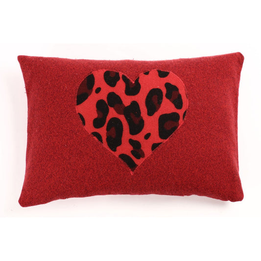 Red Leopard Heart Cushion - Crumpet Chowk