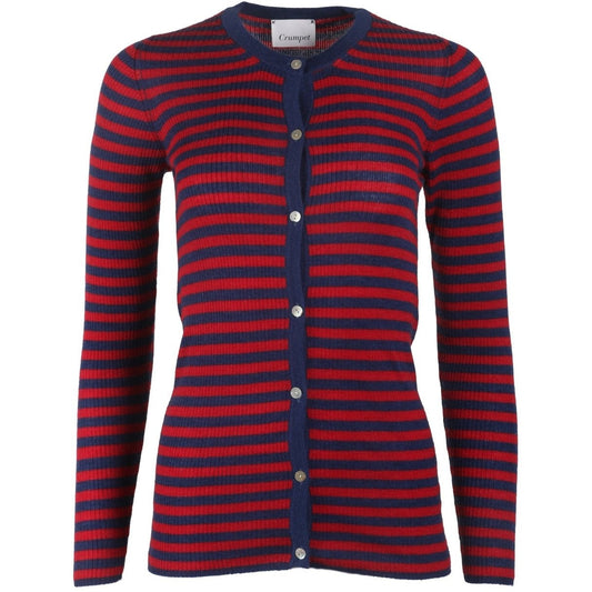 Ribbed Day Postbox Striped Knit Cardigan - Crumpet Chowk